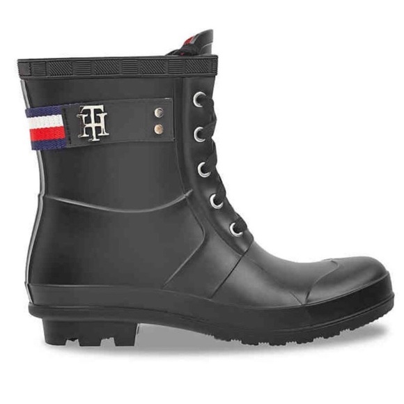 tommy hilfiger lace up rain boots